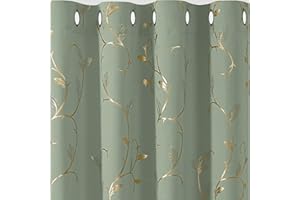 ‎BUHUA BUHUA Verdunklungsvorhänge mit Ösen, Blickdichte Vorhänge Kurz, Fenster Gardienen 2-Set Thermovorhang Verdunkelung für Schlafzimmer, H 260 x B 132 cm, Salbei Grün