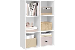 WOLTU Bookcase, White Book Shelf 6 Storage Cubes Unit, Freestanding Bookcases for Living Room,Bedroom