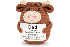 Gleevara Gifts for Dad, Dad Christmas Birthday Gifts from Daughter Son, Handmade Crochet Cute Calf Birthday Presents for Daddy, Unique Daddy Gift Idea