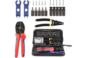 PotentForce Kit de pinces à sertir.Kit d'outils de sertissage solaire PV pour panneau photovoltaïque,Applicable à AWG14-10(2,5/4/6 mm²),connecteurs solaires,coupe-fil,pince à dénuder,clé à vis solaire