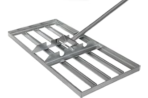 SattesGrün 75x35cm Profi Rasenrakel inklusive Stiel Rakel zum Sanden Abziehen Levelingrake Flächenebner Leveler Lawnleveling