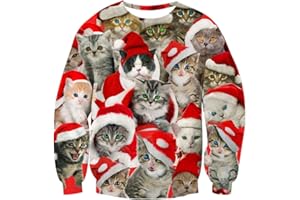 Goodstoworld Unisex 3D świąteczne swetry nowość Boże Narodzenie zwierzę elf nadruk bluza koszulka z długim rękawem S-XXL