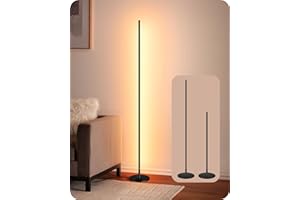 EDISHINE LED Floor Lamp, 146cm Minimalist Dimmable Standing Lamp with Foot Switch, Stepless Dimming, Tall Corner Lamp for Living Room, Bedroom, Office, 3000K, Black