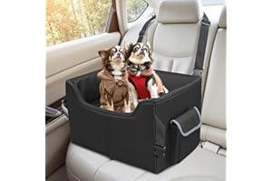 Babenest Dog Car Seat, Extra Sturdy Car Raised for Small and Medium Dogs Travel, Washable and Large Capacity Reinforced Dog Basket with Safety Belt for Front and Back (Black, M)
