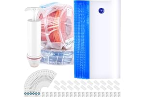 MXTIMWAN Filament Vakuumbeutel Kit, 20 Stück Wiederverwendbare Vakuumbeutel 34 x 30cm, feuchtigkeitsbeständige Aufbewahrungstasche, 20 Dichtungsclip, 25 Feuchtigkeitsanzeigekarten, 1 Handpumpe