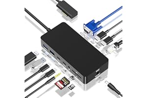 CATECK Surface Docking Station Triple Display, 12 in 1 Microsoft Surface Dock Adapter mit 2 HDMI 4K +VGA +RJ45 für Surface Pro 9/8/X/7/6/5/4/3, Surface Laptop 5/go/4/3/2/1, Surface Book 3/2, Surface Book