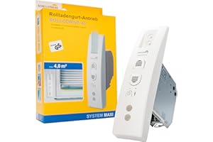 Schellenberg 22745 Elektrischer Rolladen Gurtwickler Unterputz RolloDrive 45, bis 4 m² Rollladenfläche, 23 mm Gurtbreite, mit Zeitautomatik und Netzteil