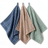 SaoTi Terry Cotton Kitchen Towels 50 x 50 cm Set of 3 Decorative Colours &ndash; Ultra Absorbent Terry Kitchen Cloth Reinforced Loo