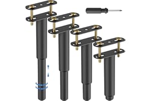VETIN 4 Stück Höhenverstellbar Bettbeine, Metall Verstellbar Bettfüße 18-33 cm, Schwarz Bettrahmen Mittelstützbeine, Geeignet für Bettrahmen/Bett-Mittellatten/Robuste Metallbett-Ersatzbeine(4)