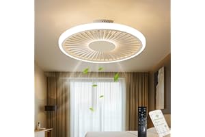 Womaike-Garden Ceiling Fans with Lights, 20 inch / 50 cm Flush Mount, App & Remote Control, Stepless Dimming 3-Color LED, Quiet Reversible Motor, Easy Installation, Modern Minimalist