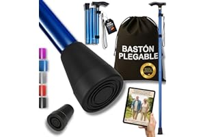 TIRIMBELES Bastón Plegable de Aluminio | Bastones para Mayores Ajustables en Altura | Ultraligero y Extensible | Taco Antideslizante para Evitar Caídas | Ideal Viajes y Caminar con Seguridad