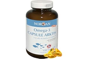 NORSAN Omega 3 Capsule Arktis 1x120 pz I Olio di fegato di merluzzo I 1.500 mg EPA DHA I Olio di pesce Omega 3 IFOS senza reflusso I Olio fegato di merluzzo capsule I Fish oil Omega 3 Olio di merluzzo