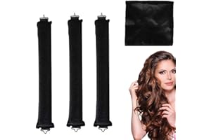 EnixwH 3 Stück Neu Lockenwickler Locken Ohne Hitze, Hair Curler No Heat, Lockenwickler Heatless Curls, Über Nacht Mit Haken, Wave Formers für Mittleres Langes Haar (Schwarz)