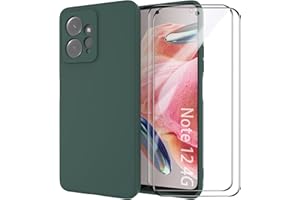 MOONESS Funda para Xiaomi Redmi Note 12 4G (6.67") con 2 Pack Protector Pantalla,Ultrafino Suave Silicona Gel TPU Shockproof Carcasa Case Cover - Verde Oscuro