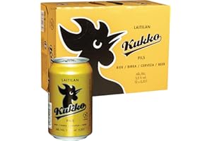 ‎LAITILAN KUKKO Kukko Glutenfreies Pils Bier – Premium Finnisches Craft Bier, ein Klassisch Herbes Pilsner mit Knackigem Geschmack – 24 × 0,33 L Dosen – 6 € Dosenpfand