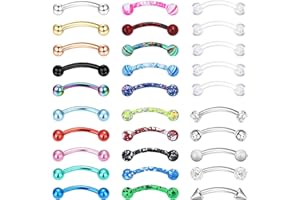 CASSIECA Rook Daith Piercing Jewelry 16G Acero Quirúrgico 6 mm 8 mm 10 mm Anillos de Cejas con Barra Curvada Helix Tragus Snug Lip Ombligo Piercing Rook Daith Pendientes para Mujeres Hombres