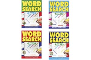 YOUNGLAND Pack of 4 Word Search Puzzle Books – Large Print, Relaxing Brain Games for Adults & Seniors, Fun Cognitive Exercise & Memory Boost, Travel-Friendly Activity Books for All Ages