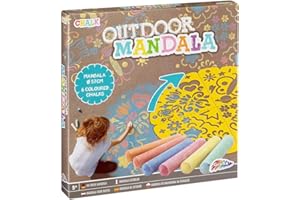 Grafix Outdoor-Mandala-Schablone und Pflasterkreide-Set 6 Farben