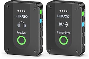 LEKATO MS-02 In-Ear Monitor, sistema di monitoraggio in-ear wireless stereo/mono 2.4G, sistema IEM wireless personale professionale per prove di band, esibizioni dal vivo e amplificatore per chitarra