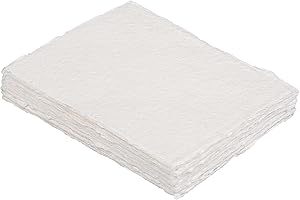 LEATHER VILLAGE Watercolor Paper, 140lb(300gsm), 7x5 Inches, 25 Sheets, Handmade Deckle Edge Paper, Textured, Mixed Media, Cold Press Pad for Calligraphy, Sketching, Crafts and Painting