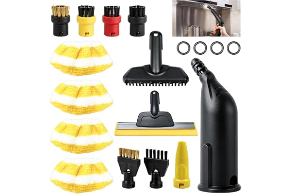 18 stycken tillbehör för Kärcher ångrengörare Easyfix SC1 SC2 SC3 SC4 SC5 professionell reservdelssats för Kärcher ångrengöringsborste set med runda borstar mikrofiberdukar fogborste handmunstycke