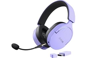 Trust Gaming GXT 491P Fayzo Gaming Headset Bluetooth + 2.4 GHz, 7.1 Surround Sound, 22H Akkulaufzeit, 35% Recyclingkunststoff RGB Over-Ear Kopfhörer Kabellos Bluetooth PC PS5 PS4 Switch, Purpur