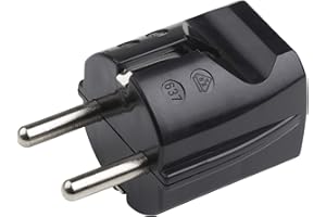 Meister Wtyczka z zestykiem ochronnym – tworzywo sztuczne – czarna – 250 V – 16 A – maksymalny przekrój kabla 2,5 mm² – IP20 do wnętrz – proste wprowadzenie/wtyczka Schuko z odciążeniem / 7421020