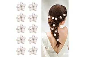 IMPODITIONGS 10 Stück Pearl Haarspangen, Pearl Kleiner Haarspangen Mini Blumen Haarspange Blumen Perlen Haarklammer Clips, für Damen Mädchen Geburtstag und Hochzeitsfeier