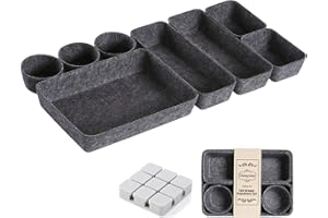 STOCOMODI Shinepine Desk Drawer Organizer Trays, Foldable Felt Wardrobe Organizers, Makeup Cosmetic Stationery Drawer Dividers, Washable Storage Bins Trays