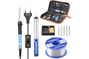 SREMTCH Saldatore a Stagno,Saldatura Kit con Temperatura Regolabile 200℃〜450℃ Saldatore Professionale con interruttore ON/OFF Accessori Vari e Borsa per il Trasporto per la Manutenzione Elettronica