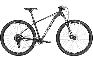CYCLES ELEVEN Bicicleta Elite 1.0 de 29 Pulgadas - Cuadro de Aluminio con Suspensión y Frenos a Disco, 2x9V - Talla L - Negro/Verde | Bicicleta de Montaña para Adultos