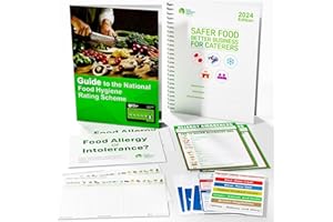 THEORY TEST AUTHORITY Safer Food Better Business 2024, including Rating Guide & Food Hygiene Record Book and Kitchen Safety Signs, Comprehensive Food Safety Book Pack for Caterers Restaurants and Takeaways