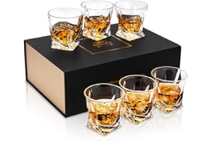 KANARS Verre à Whisky, Verres a Whiskey en Cristal pour Whisky, Scotch, Cognac, Martini, 300 ml, Belle Boîte Cadeau, Lot de 6 Pièces