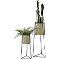 2er-Set Blumentopf-Ständer Aus Metall - Moderne Pflanzenregal Für Drinnen & Draußen In Schwarz
