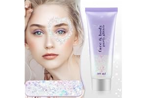 MOFAJANG Gel Glitter Per Il Corpo, Paillettes Bianco Per Il Viso, Lozione Scintillante Olografica, Gel Per Viso E Corpo Per Occhi, Capelli, Unghie, Arte Fai-Da-Te, Ideale Per Il Trucco Da Festa, Cosplay(50ml)