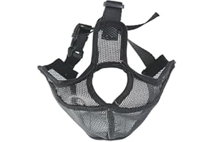 SWYSGS Muselière pour Chien Bouledogue français, muselière pour Chien à museau Court, Maille Respirante Ajustable, Anti Morsure, Mastication, aboiement(M,Noir)