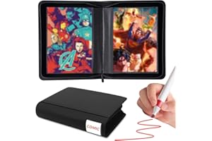 AOBOPLE Comic Book Binder,40 Pockets Comic Book Storage Album for Current,Silver Age,Regular Comics PU Leather Comics Binder with 20 Heavyweight Sleeves,Gift for Comic Collectors