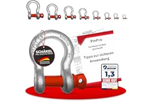 PinPro 4X geschweifte Schäkel mit Augenbolzen | Traglast/WLL 0,33t-6,5t wählbar | Aus feuerverzinktem hochfestem Stahl (4 Stück, WLL: 0,75)