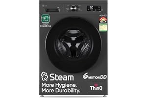 LG 8 Kg, 5 Star, Wi-Fi, Direct Drive Technology, Steam Wash, 6 Motion DD, Fully-Automatic Front Load Washing Machine (FHB1208Z4M, Allergy Care, In-Built Heater, Touch Panel, Middle Black)