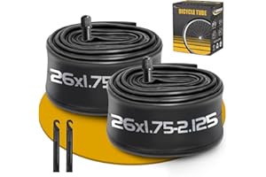 GESINIKAD 2 Pack 26 Inch Bike Tube, 26" Bicycle Tube for 26 x 1.75/1.9/1.95/2.0/2.1/2.125 Bike Tire, Butyl Rubber Inner Tube with 2 Tire Levers for Mountain MTB Bike