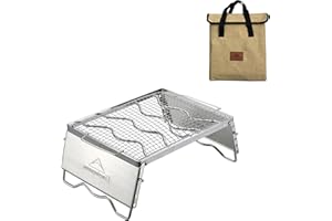 camping moon Campingmoon - Parrilla portátil de acero inoxidable 304 con rejilla de cocina, patas de parabrisas y bolsa de transporte MS -1018-SW