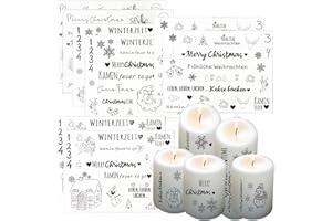 YKHSUAOU 8PCS Kerzentattoos Weihnachten,Kerzentattoos，Kerzenaufkleber sticker,Kerzenfolie Sprüche Sticker,Glück Tattoo Folie Kerzentatoofolie,Kerzentattoos stabkerzen (Schwarz)