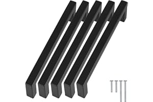 Stahlia Möbelgriffe Schwarz 160mm Lochabstand (5 Stück) Schrankgriffe Edelstahl Küchengriffe Schubladengriffe Griffe Möbel Griffe für Küchenschränke