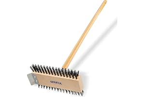 SPARTA Carlisle 4002600 Broiler Master Grill Brush, Carbon Steel Bristles, 30.5" Length, Hardwood Brush and Handle, Natural