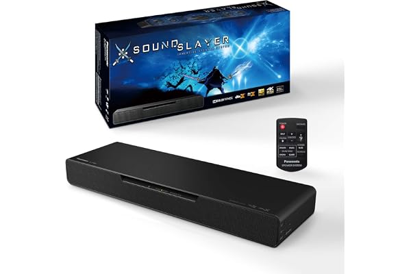 Panasonic SoundSlayer SC-HTB01 | Barre de Son Compacte Gaming (80W, Caisson de basses int., 2.1 ch, Dolby Atmos, DTS:X, 3 modes Son RPG/FPS/Voix, 2 HDMI, Bluetooth, PC/TV/Consoles) - Version Française