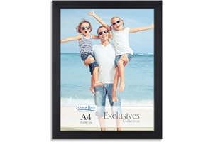 Icona Bay Czarna ramka na zdjęcia A4, solidna ramka na zdjęcia z kompozytu drewna 29,7 x 21 cm, elegancki wygląd, blat lub uchwyt ścienny, kolekcja ekskluzywna
