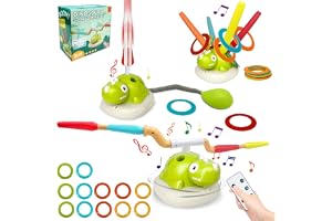 3-i-1 Musical Jump Toy, Rolig Utomhusaktivitetsleksak, Raketlansering, Ringkastspel Hoppspel Skummissiler Leksak, Dinosauriemusiksportspelm, Sportleksak