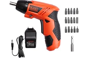 BLACK+DECKER KC4815-IN 4.8V 200 RPM Cordless Screwdriver Set Ni-Cd (Nickel-Cadmium) with LED Worklight, 15-pieces Screw Bits Set & Adjustable Torque for Home & DIY Use, 1 Year Warranty, ORANGE & BLACK