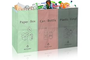 SUIMLMTA Reusable Recycling Bags 54L Recycling Bins with Handle Indoor Outdoor Separate Sorting Organizer Waterproof Woven Waste Recycle Bin Bags for Kitchen Home Office, Set of 3