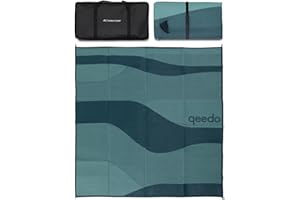 qeedo Outdoor Carpet (230 x 230 cm) - Alfombra para toldo con piquetas y Bolsa de Transporte Incluidas - Base para Tiendas de campaña, Piscinas, autocaravanas, toldos